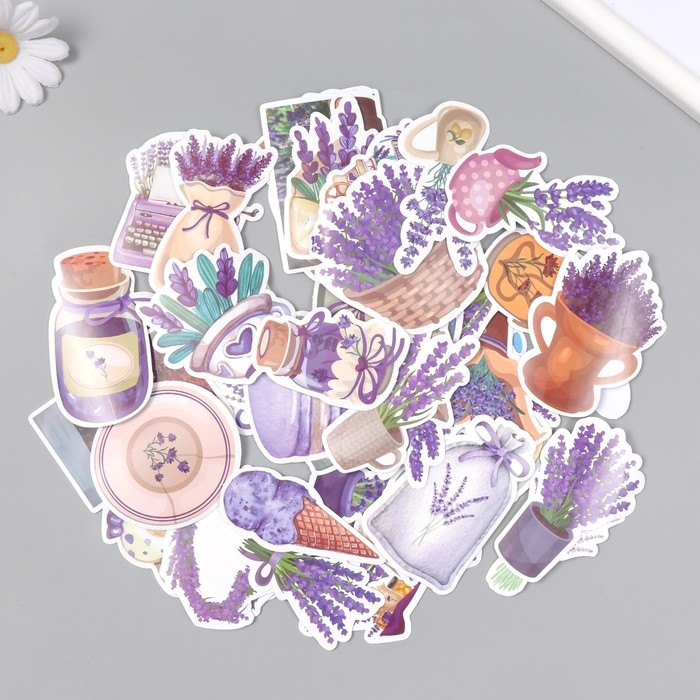 Наклейки для творчества Наклейки для творчества "Лаванда" набор 50 шт 4х8 см