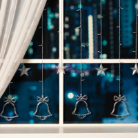 Гирлянда &laquo;Бахрома&raquo; 2.4 &times; 0.9 м с насадками &laquo;Колокольчики&raquo;, IP20, прозрачная нить, 138 LED, свечение белое, 8 режимов, 220 В