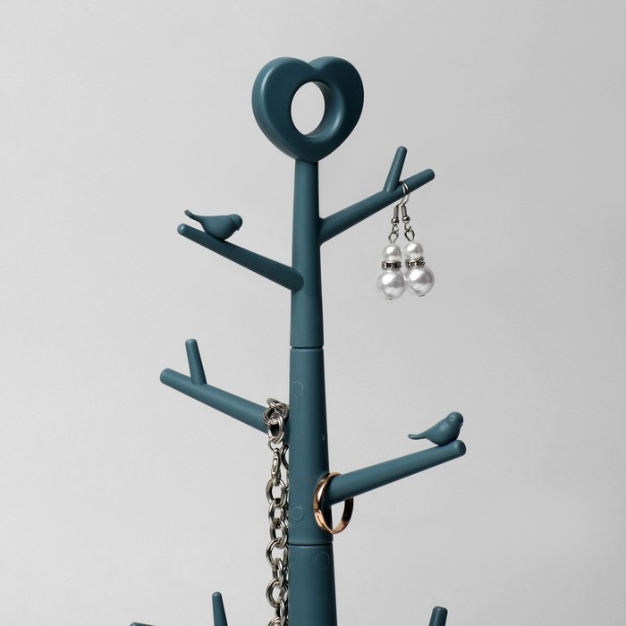 Подставка для украшений &laquo;Дерево с сердцем&raquo;, 18,3&times;36 см, цвет синий