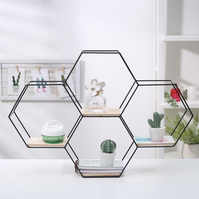 Полка 2-х ярусная Доляна &laquo;Лофт&raquo;, 41&times;59&times;9,5 см, цвет чёрный