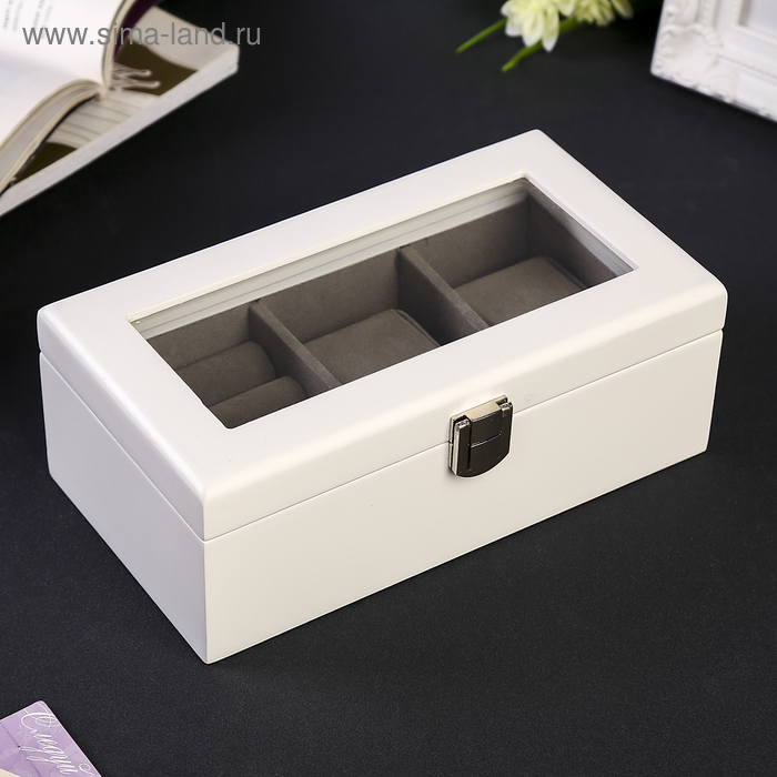 Шкатулка дерево 2 отделения под часы и бижутерию Шкатулка дерево 2 отделения под часы и бижутерию "Стиль" белая 10,5х7х19,2 см