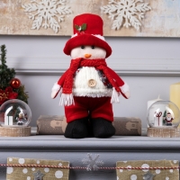 Светодиодная фигура &laquo;Снеговик&raquo; 13 &times; 30 &times; 8 см, текстиль, батарейки LR1130х3 (в комплекте), свечение тёплое белое