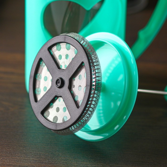 Чайник заварочный френч - пресс Доляна «Комплимент», 800 мл, стекло, цвет бирюзовый Чайник заварочный френч - пресс Доляна «Комплимент», 800 мл, стекло, цвет бирюзовый