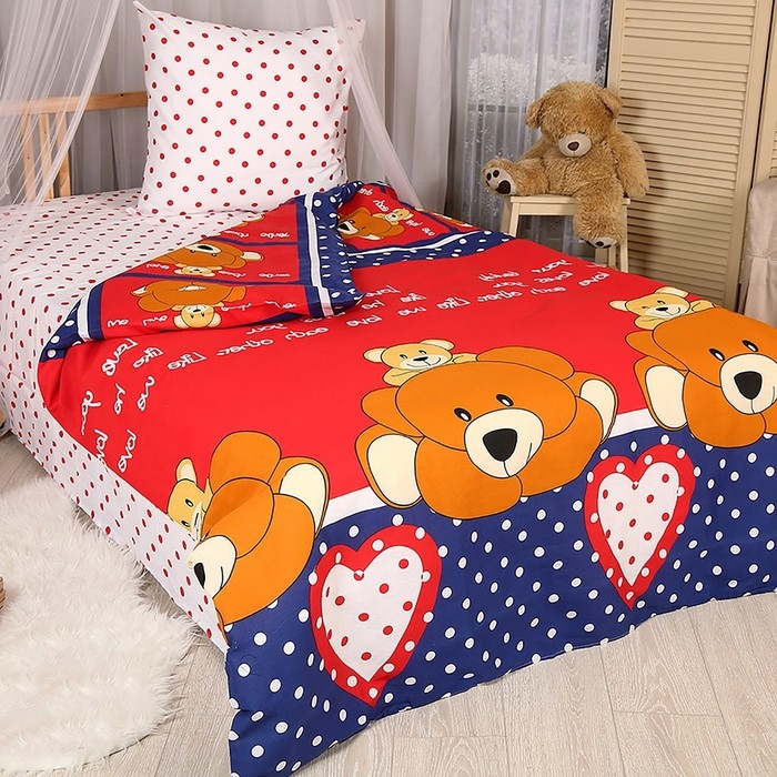 Комплект постельного белья АДЕЛЬ Тедди 1,5сп 145х214 см, 145х214 см, 70х70см 1шт поплин 110г/м хл100% Комплект постельного белья АДЕЛЬ Тедди 1,5сп 145х214 см, 145х214 см, 70х70см 1шт поплин 110г/м хл100%