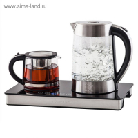 Чайник электрический Kitfort КТ-635, стекло, 1.7 л, 2200 Вт, заварник 0.8 л, серебристый Чайник электрический Kitfort КТ-635, стекло, 1.7 л, 2200 Вт, заварник 0.8 л, серебристый