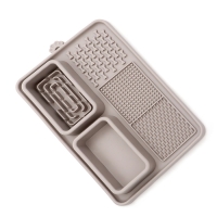 Коврик для лизания на присосках с мисками 30 х 20 см, серый