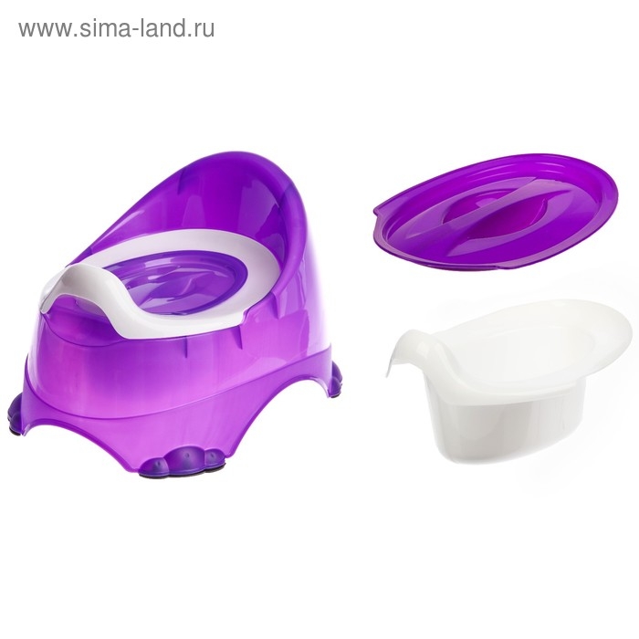 Горшок детский антискользящий «Бэйби-Комфорт» с крышкой, съёмная чаша, цвет фиолетовый Горшок детский антискользящий «Бэйби-Комфорт» с крышкой, съёмная чаша, цвет фиолетовый