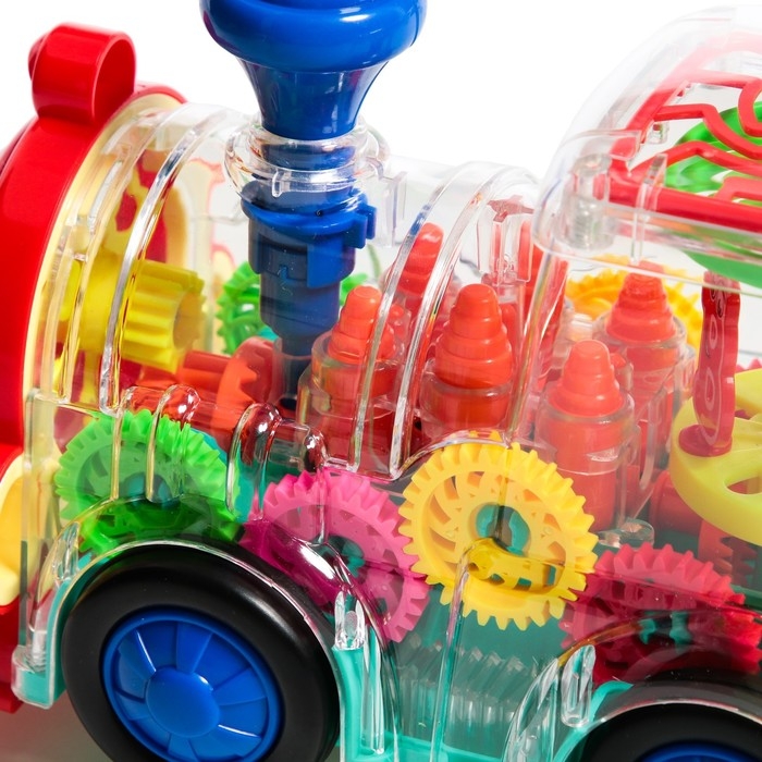 Паровоз «Шестерёнки», световые и звуковые эффекты, работает от батареек Паровоз «Шестерёнки», световые и звуковые эффекты, работает от батареек