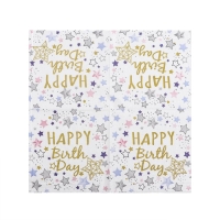 Салфетки бумажные &laquo;С днём рождения&raquo;, 33х33 см, набор 20 шт., цвет белый