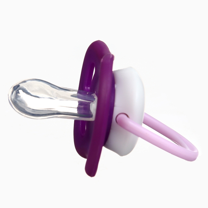 Набор: Соска - пустышка с держателем &laquo;Пингвинчик&raquo;, анатомическая +6 мес, цвет фиолетовый