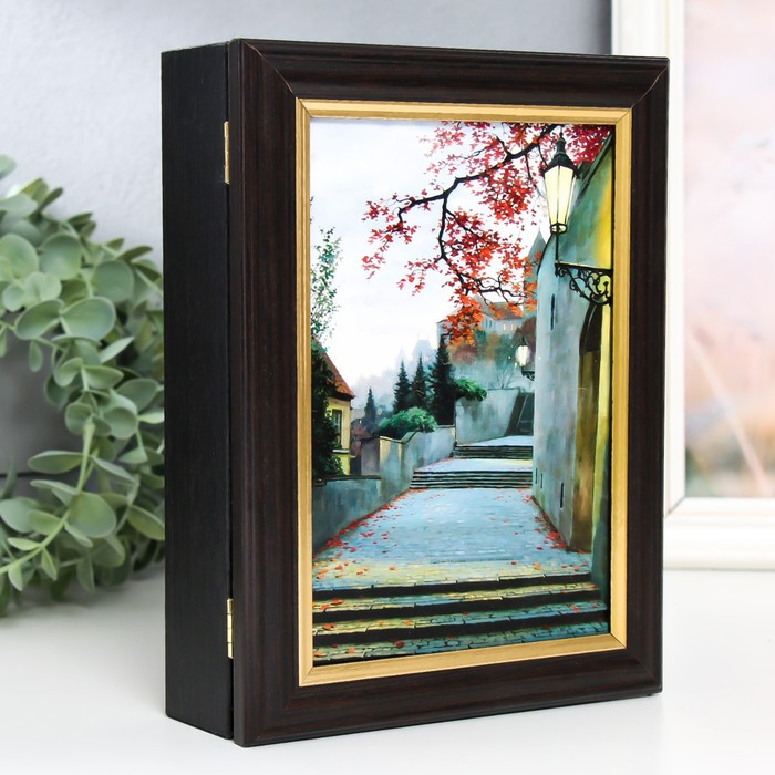 Ключница "Улочки Праги" венге 15х21