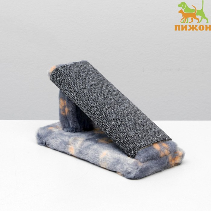 Когтеточка Когтеточка "Горка" мини-версия, 29 х 14 х 14 см, ковролин, серая с лапками