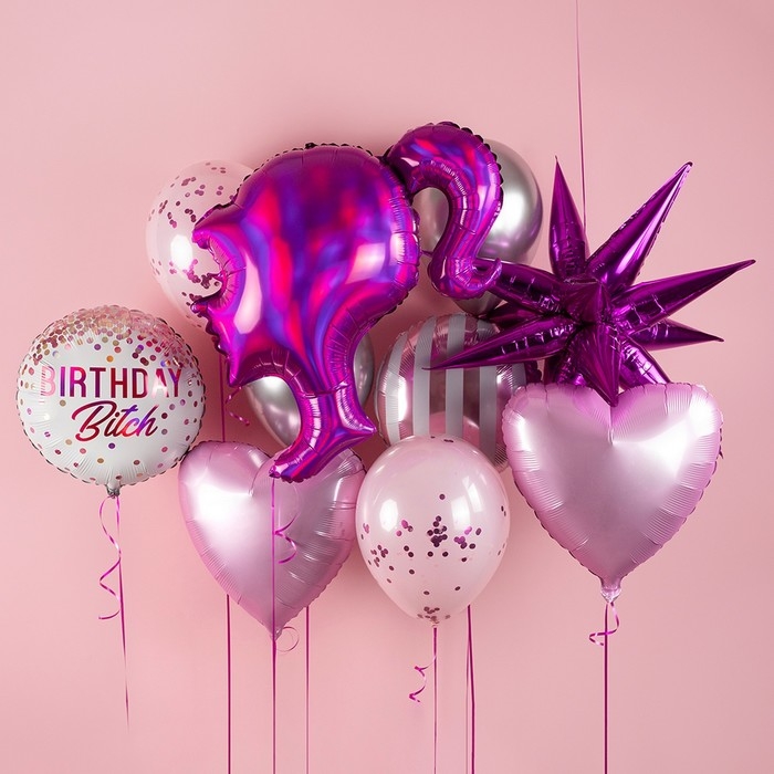 Шар фольгированный 28" фигура &laquo;Профиль девушки&raquo; розовый, голография