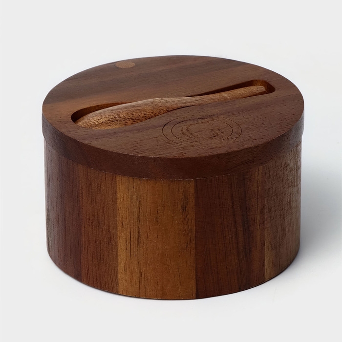 Банка для специй с ложкой, 10&times;6 см, акация