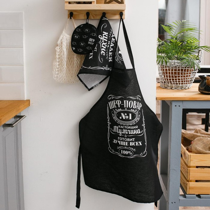 Фартук Доляна &laquo;Шеф-повар № 1&raquo; 60 &times; 70 см, хлопок 100 %, рогожка