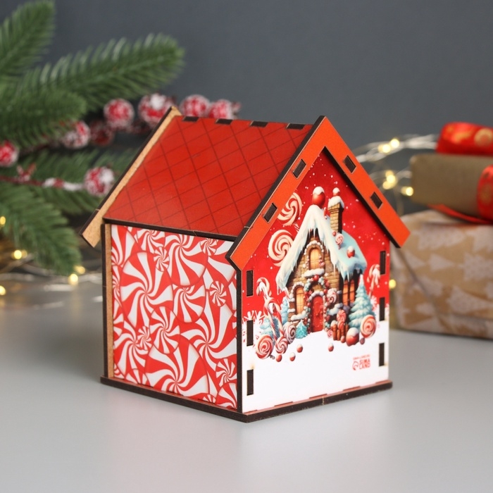 Новогодний чайный домик Новогодний чайный домик "Счастливого НГ" 10,5х9,5х12 см