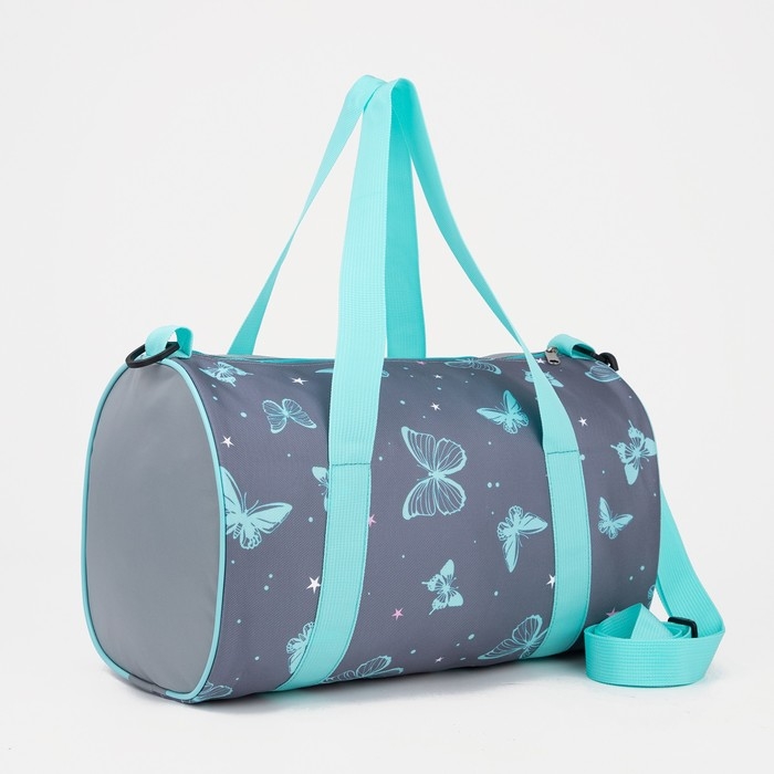 Сумка спортивная женская на молнии, длинный ремень, маленький размер, цвет серый/бирюзовый Сумка спортивная женская на молнии, длинный ремень, маленький размер, цвет серый/бирюзовый