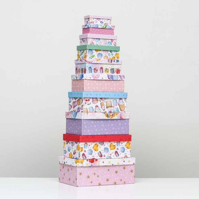 Набор коробок 10 в 1 &laquo;С Днём Рождения, шарики!&raquo;, 30,5 х 20 х 13 &mdash; 12 х 6,5 х 4 см