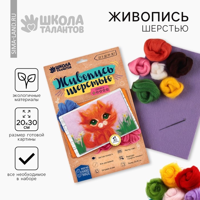 Валяние из шерсти. Картина &laquo;Кот&raquo;, А4, набор для творчества