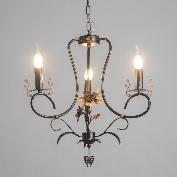 Люстра Люстра "Сандра" 3xE14 40Вт черно-золотой 51х51х52-110 см BayerLux