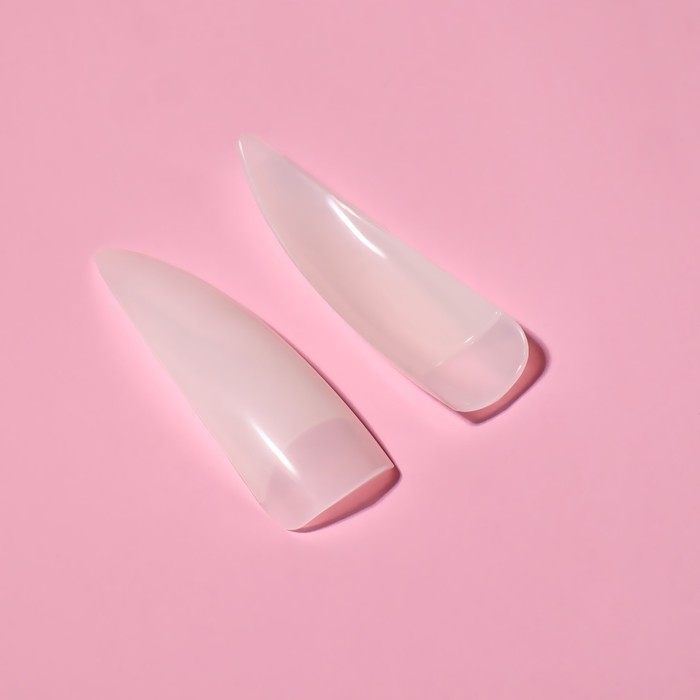 Типсы для наращивания ногтей, 100 шт, форма стиллет, короткая контактная зона, в контейнере, цвет молочный