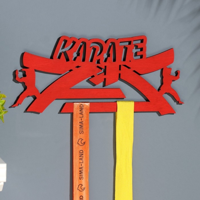 Медальница Медальница "Карате" красный цвет, 28х12 см