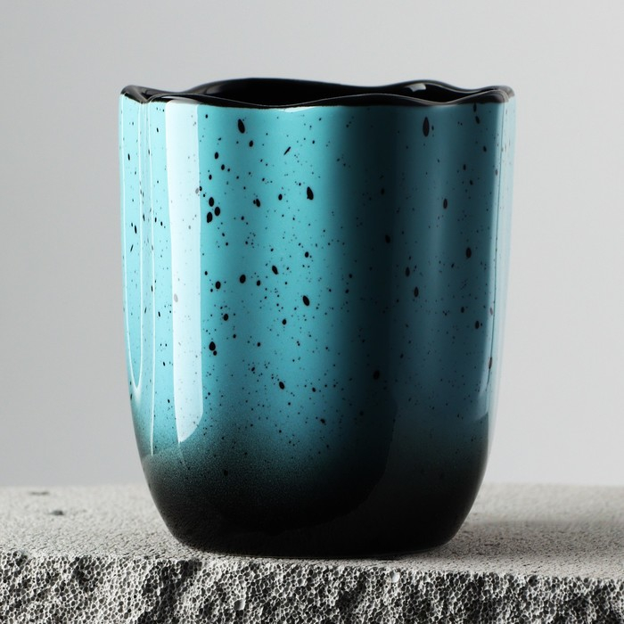 Кружка керамическая неровный край &laquo;Синяя&raquo;, 350 мл, цвет синий