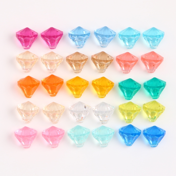 Кристаллы пластиковые декоративные, набор 120 г, размер 1 шт. &mdash; 1 &times; 1,2 см, цвет МИКС