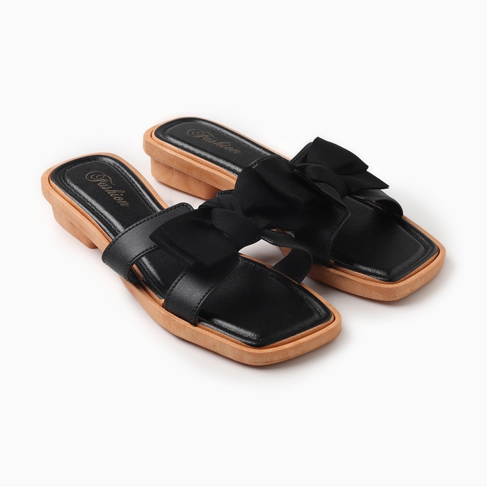 Тапочки женские с открытым носом, размер 40-41, цвет черный Тапочки женские с открытым носом, размер 40-41, цвет черный