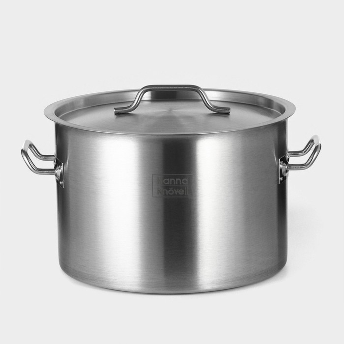 Кастрюля из нержавеющей стали Hanna Kn&ouml;vell, 25 л, d=36 см, h=24 см, толщина 0,8мм, дно ТРС, толщина дна 4,4 мм, 201 сталь, металлическая крышка, индукция