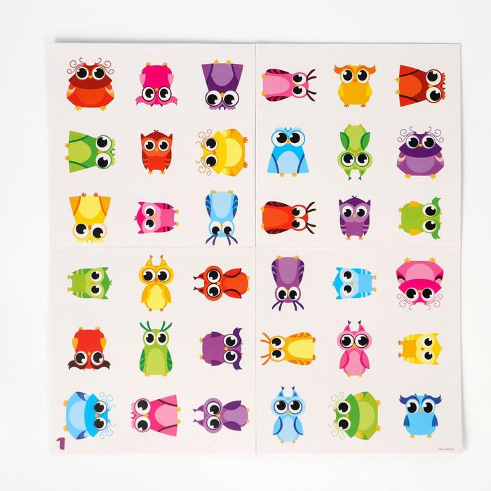 Настольная игра на внимание &laquo;Ох уж эти совушки. 2.0&raquo; новая версия, двухстороннее игровое поле, 30 жетонов, 3 кубика, 4+