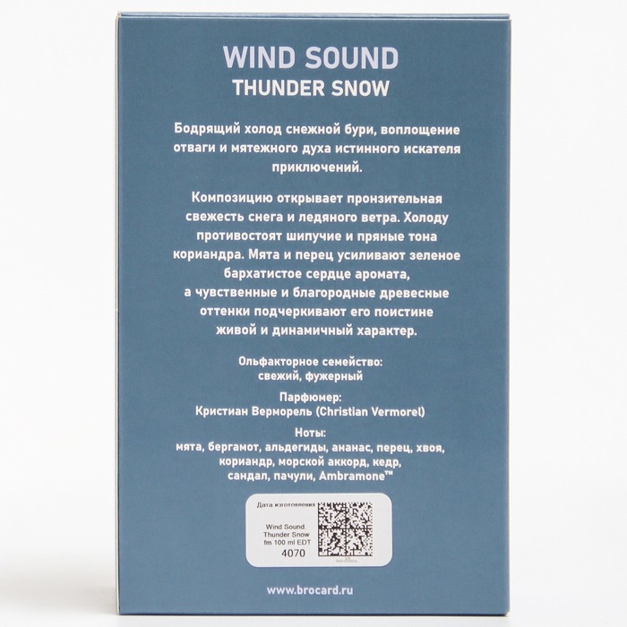 Туалетная вода мужская Туалетная вода мужская "Звук Ветра", "Снежная Гроза", 100 мл