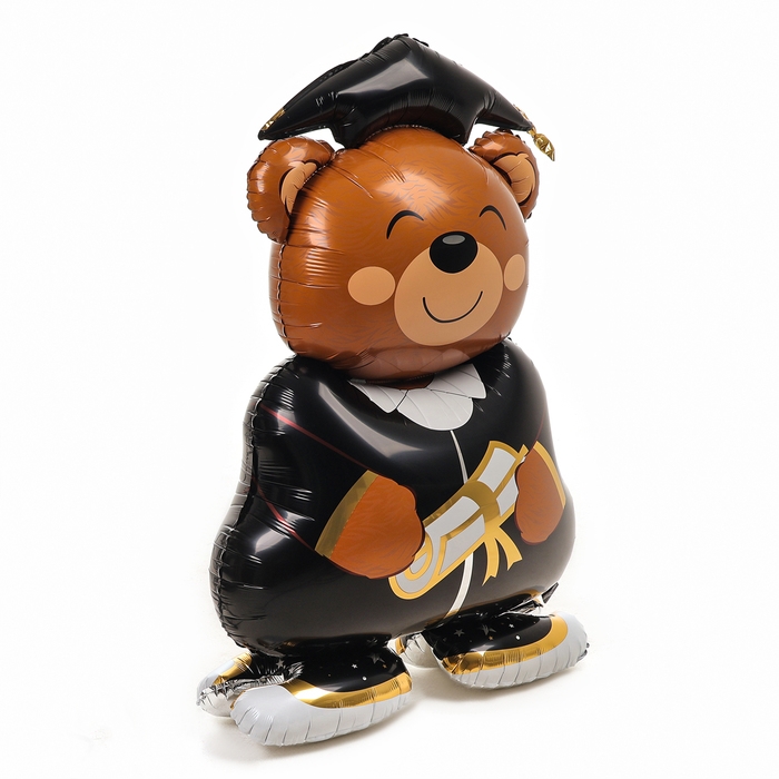 Шар фольгированный 58" &laquo;Мишка студент&raquo;, на подставке, под воздух