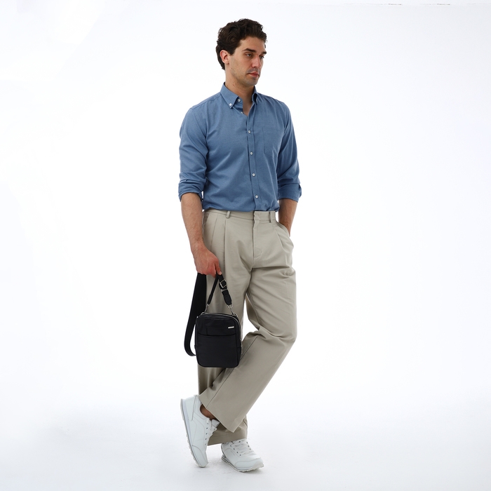 Сумка мужская через плечо TEXTURA, искусственная кожа, цвет чёрный