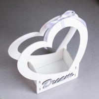 Кашпо деревянное-сердце "Dream", 24х10х27,5 см, дуб, белый