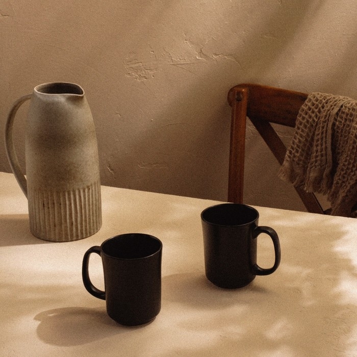 Набор кружек фарфоровых SL Home «Дарк», 400 мл, цвет чёрный Набор кружек фарфоровых SL Home «Дарк», 400 мл, цвет чёрный