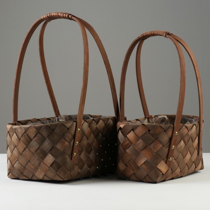 Набор корзин плетеных, 31х21х13/35,5 см, 22х11,5х13,5/31,5 см, 2 шт, секвойя Набор корзин плетеных, 31х21х13/35,5 см, 22х11,5х13,5/31,5 см, 2 шт, секвойя