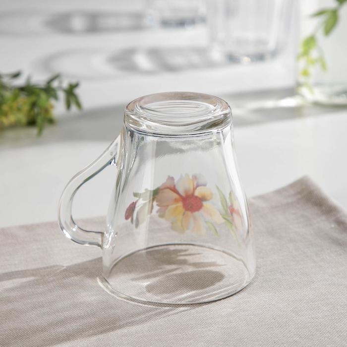 Кружка стеклянная «Акварельные цветы», 250 мл, рисунок МИКС Кружка стеклянная «Акварельные цветы», 250 мл, рисунок МИКС