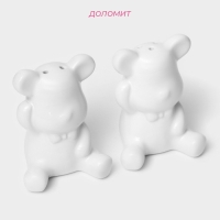 Набор для специй Доляна &laquo;Стильный мишка&raquo;, 2 предмета: солонка 30 мл, перечница 30 мл, цвет белый