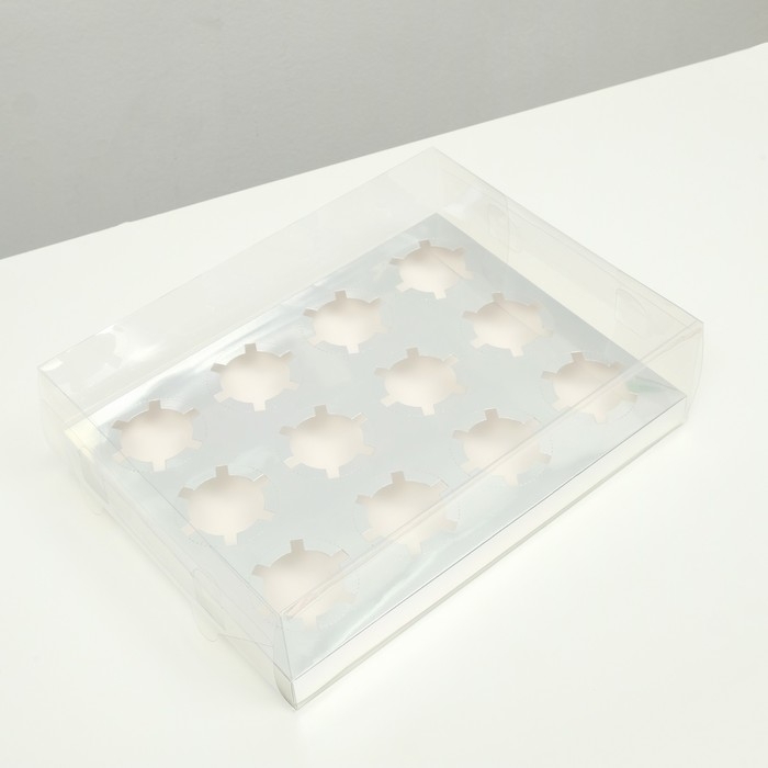 Коробка на 12 капкейков, серебро, 34,7 &times; 26,3 &times; 10 см