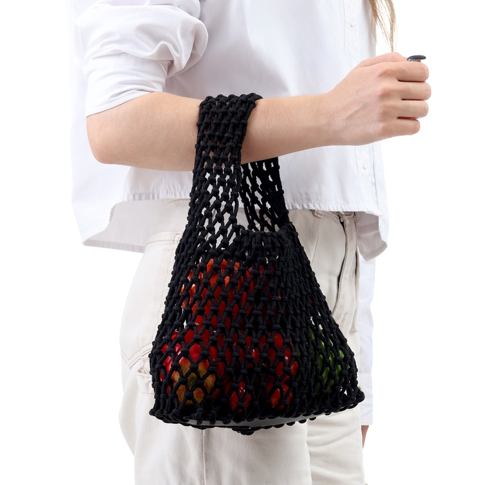 Авоська 20 х 30 см, ручка 10 см, клетка 1.5 см, черная