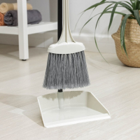 Веник с совком &laquo;Ленивка&raquo;, 19,5&times;25&times;90 см, цвет бежевый