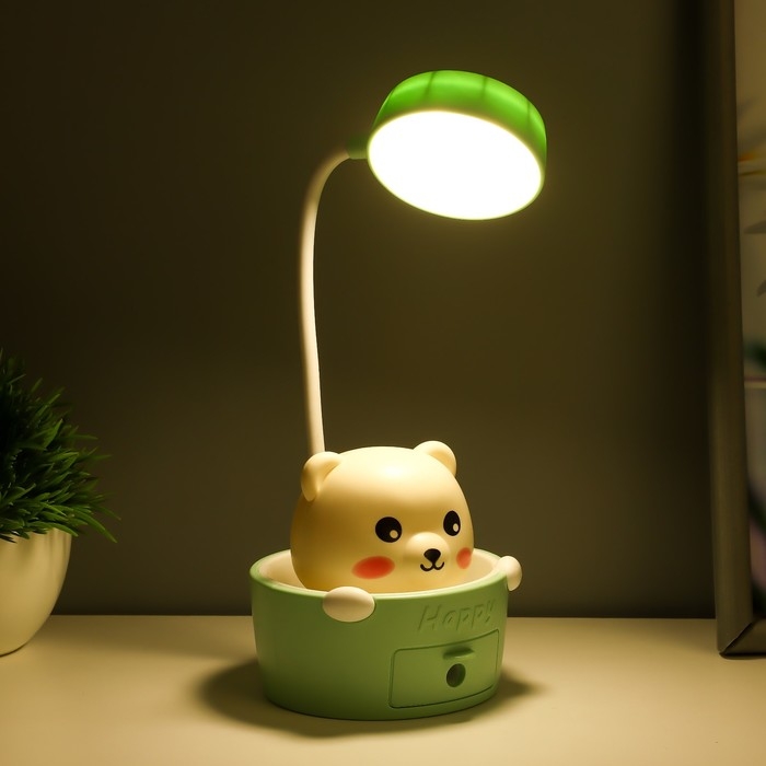 Светильник сенсорный с точилкой Светильник сенсорный с точилкой "Михалыч" LED, от USB/АКБ 6 Вт белый-зеленый 8х6х25 см RISALUX 1006