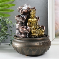 Фонтан настольный с подсветкой "Будда у фонтана с лотосом" 16х16х21 см Фонтан настольный с подсветкой "Будда у фонтана с лотосом" 16х16х21 см