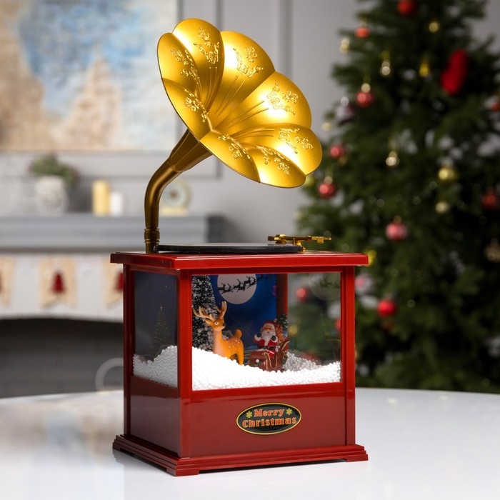 Светодиодная фигура «Граммофон» 16 × 38 × 18 см, пластик, батарейки ААх3 (не в комплекте), USB, свечение белое Светодиодная фигура «Граммофон» 16 × 38 × 18 см, пластик, батарейки ААх3 (не в комплекте), USB, свечение белое