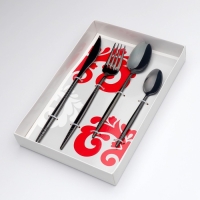 Столовые приборы из нержавеющей стали Доляна «Античность», 4 предмета, цвет чёрный Столовые приборы из нержавеющей стали Доляна «Античность», 4 предмета, цвет чёрный