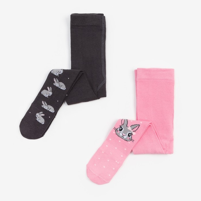 Набор колготок Крошка Я &laquo;Зайчик&raquo;, рост 68-74 см, цвет серый/розовый