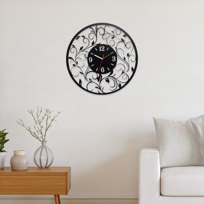 Часы настенные из металла "Завитки",бесшумные, d-40 см, АА