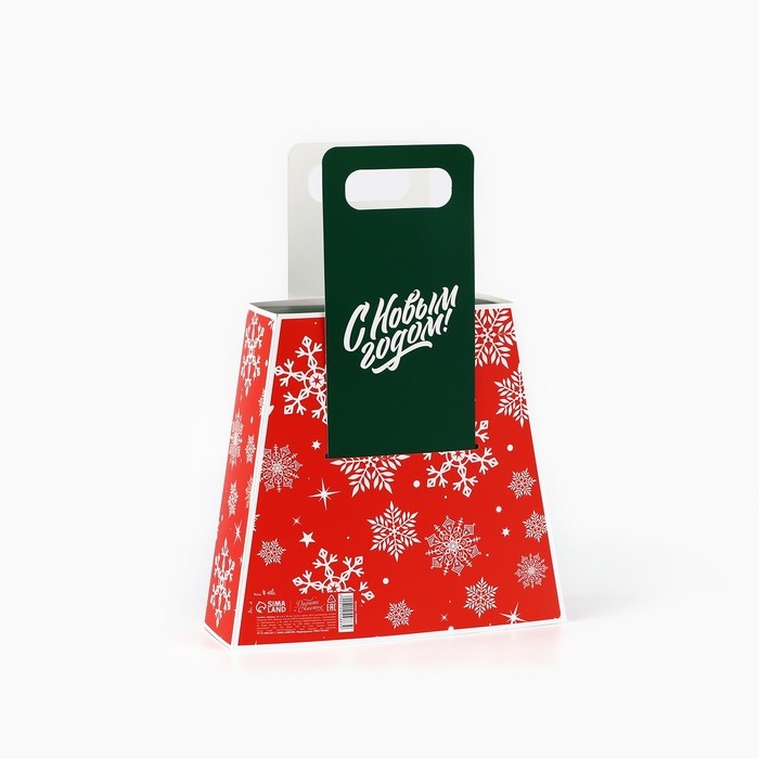 Коробка новогодняя складная с ручками &laquo;Снежинки&raquo; 23 х 8 х 32 см, Новый год