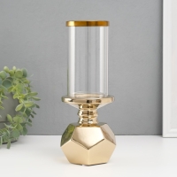 Подсвечник керамика, стекло на 1 свечу "Грани" d=7,5 см золото 10,5х10,5х27 см Подсвечник керамика, стекло на 1 свечу "Грани" d=7,5 см золото 10,5х10,5х27 см